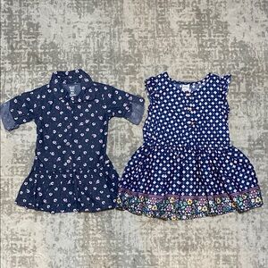 🔥4/20! Bundle of 2 carters Floral Navy girls Dresses. Size 18-24 months